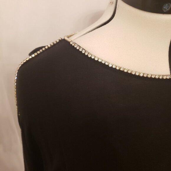 INC International Concepts Short-Sleeve Jewel-Embellished Black Top, XL - Picture 4 of 8